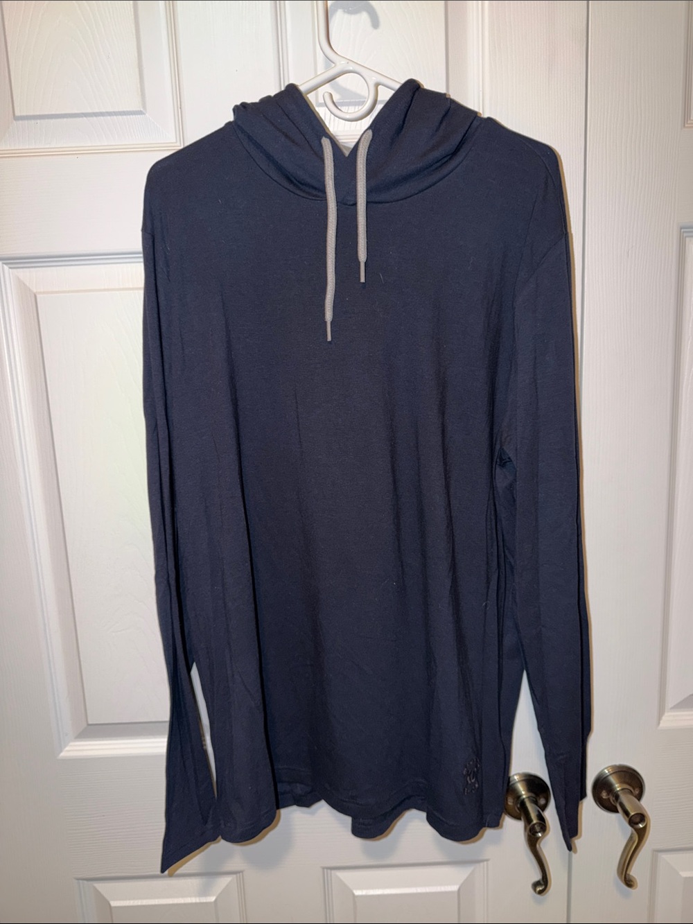 Kenneth Cole Navy Long-Sleeve Hooded Pullover with Gray Drawstrings